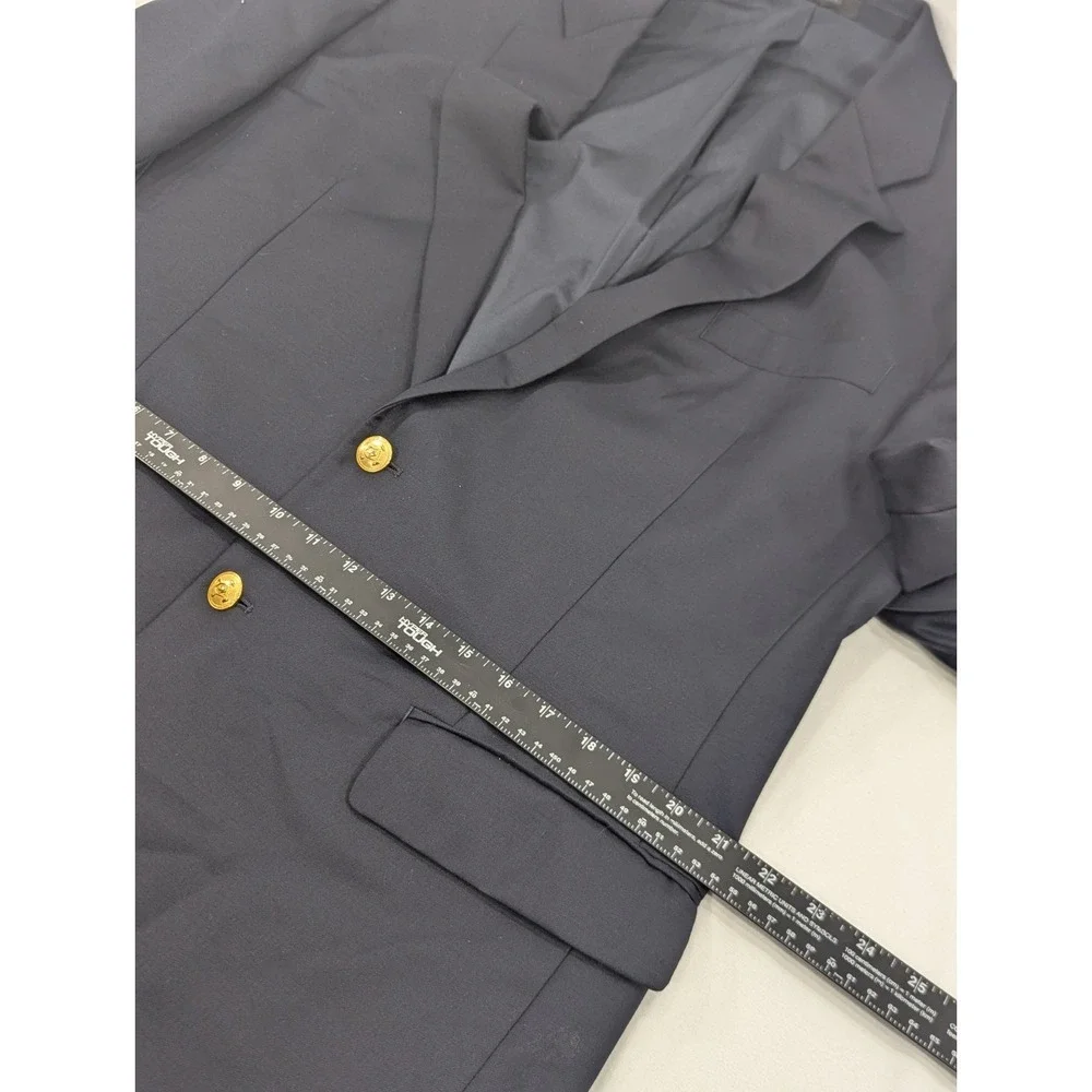 New No Tags Ralph Lauren Blazer Sports Coat Wool Navy Gold Button Jacket 42R 46